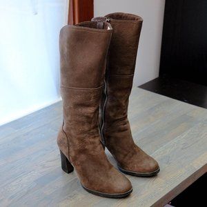 Timberland, Waterproof Leather, Women's Heeled Tall Boots, Chocolate Brown